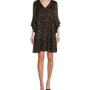 Calvin Klein 3/4 Sleeve V-Neck Floral Dress Above Knee Length Women’s Size 8